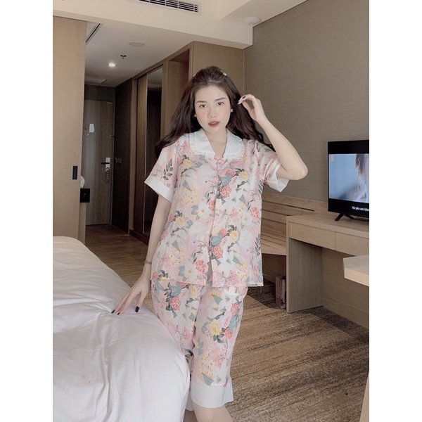 Đồ bộ nữ đẹp -Freeship-đồ ngủ mặc ở nhà đẹp chất satin lụa cao cấp phong cách hàn quốc siêu xinh