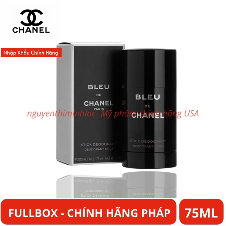 Lăn Khử Mùi Hương Nước Hoa Nam Chanel Đen BLEU DE CHANEL Deodorant Stick 75ml Chính Hãng Pháp