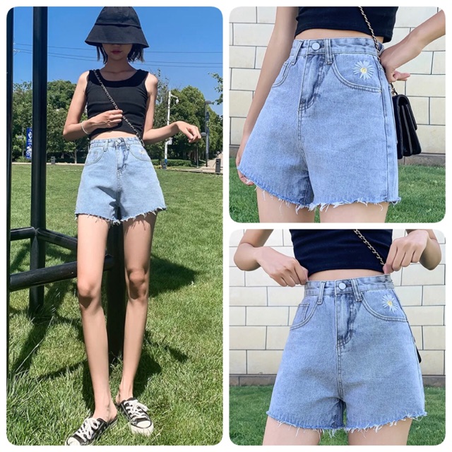 Quần short lưng cao hoa cúc