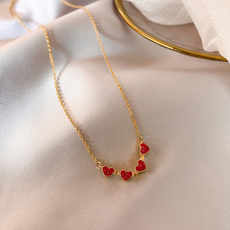 Dây chuyền mạ vàng 18K mặt hình thỏ 4 lá đính kim cương gấp gọn được kiểu Hàn cho nữ