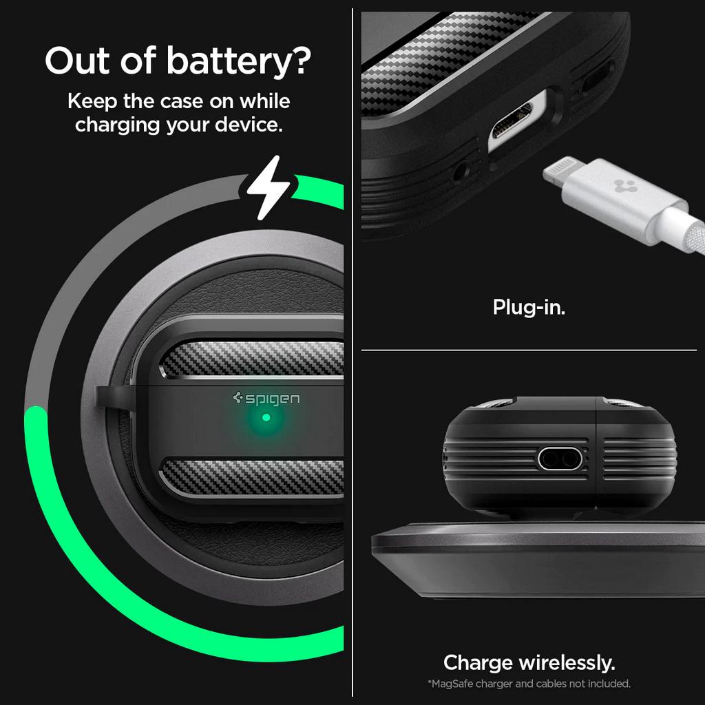 Ốp Airpod 3 Spigen Rugged Armor - Hàng Chính Hãng