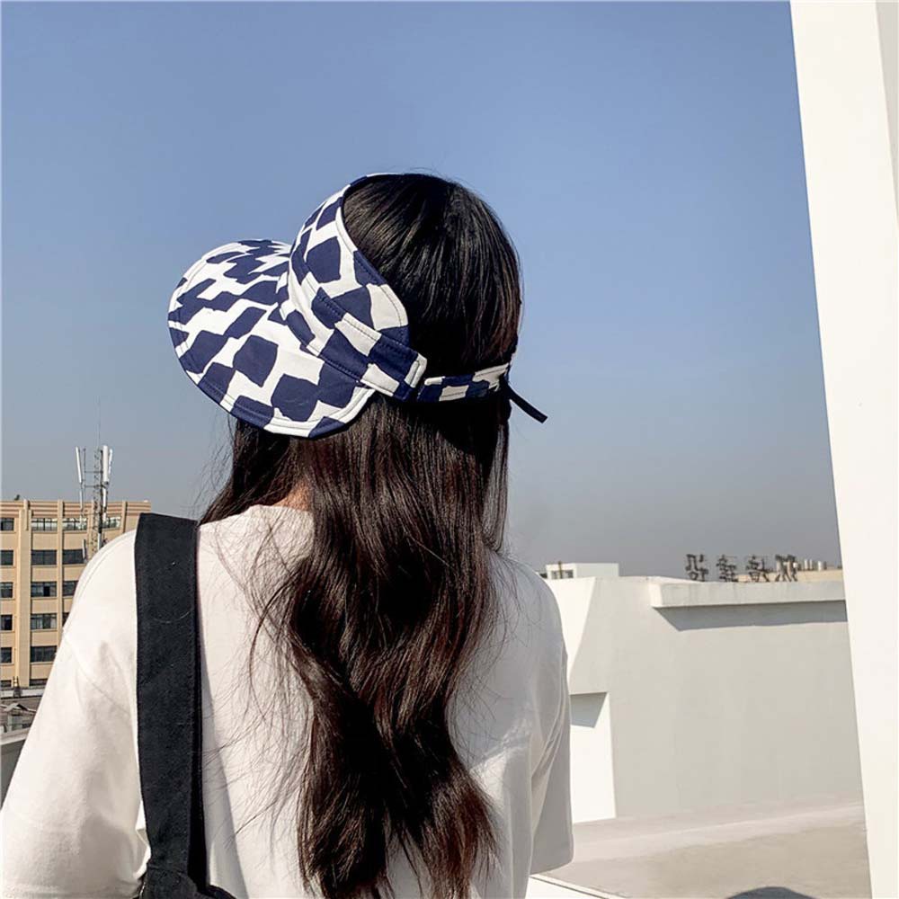 Mũ rộng vành hở chóp hai mặt bằng cotton chống tia cực tím thời trang dành cho nữ