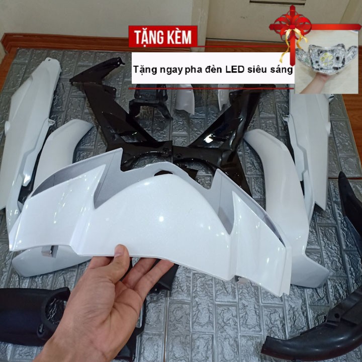 Dàn áo xe SIRIUS màu TRẮNG phanh CƠ , nhựa ABS nguyên sinh cao cấp - TẶNG NGAY PHA ĐÈN BÓNG LED CỰC SÁNG