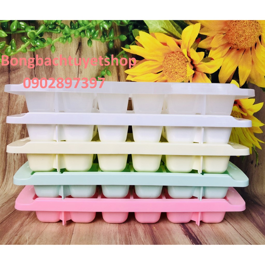 Khay đá vuông 12 viên HPL59 - Khuôn làm đá viên bằng nhựa tiện lợi 12 viên HOFACO