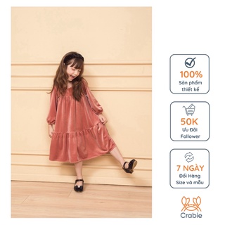 Đầm bé gái babydoll nhung tay lỡ xinh xắn - Tiffany Dress - Hồng vỏ đỗ