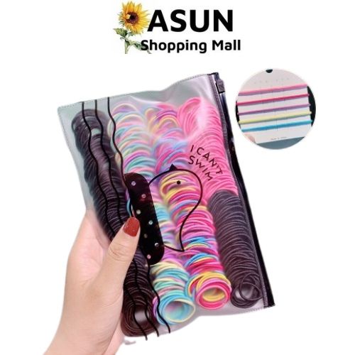 Túi Zip 100 Dây Buộc Tóc  Mix Nhiều Màu