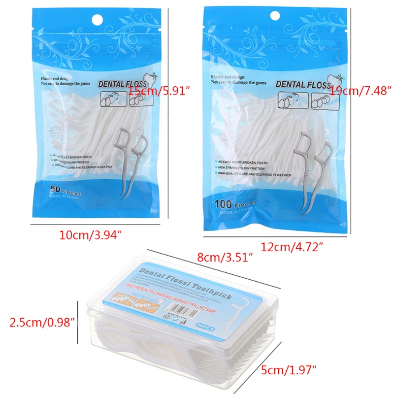 [Hàng mới về] Bộ 50/100 chỉ nha làm sạch kẽ răng chăm sóc vệ sinh răng miệng