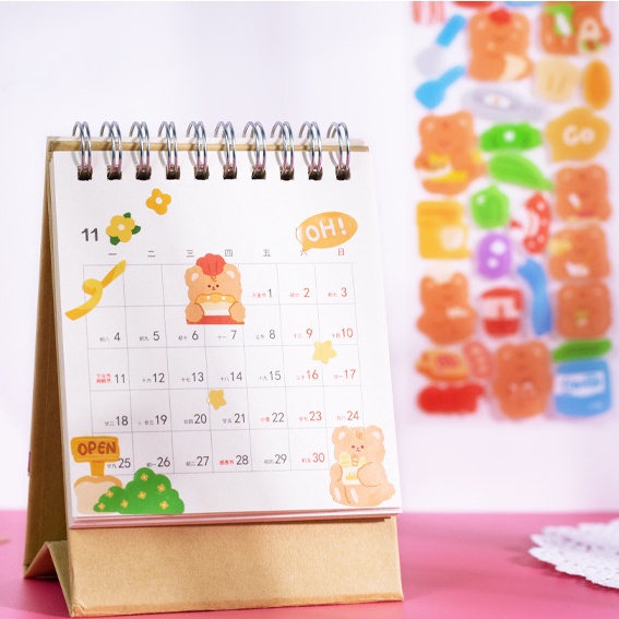 PeachSet 2 Một miếng dán gấu nhỏ dễ thương Dùng để trang trí tập ảnh nhật ký