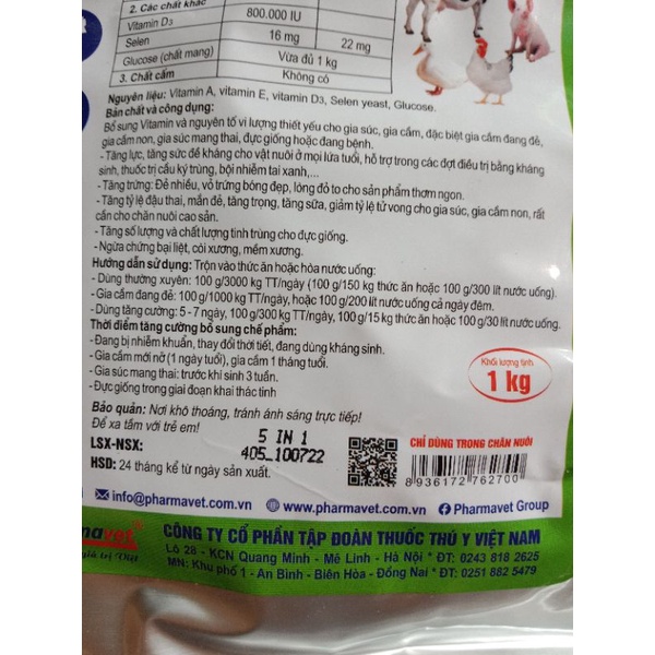 Ade selen 200g, 1kg cao cấp, tăng khá năng sinh sản, tăng trứng sữa, lực, ngừa bai liệt, còi xướng, gà vịt ngan lợn