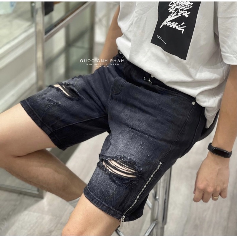 Quần short bò thời trang nam có hoạ tiết khoá, Quần ngắn nam mùa hè phong cách hàn quốc btshop từ 28 đến 32
