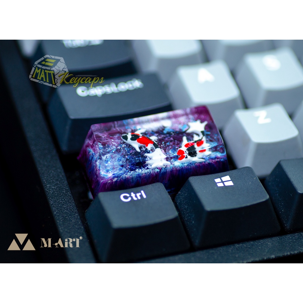 Keycap artisan cá koi 2U trang trí bàn phím cơ