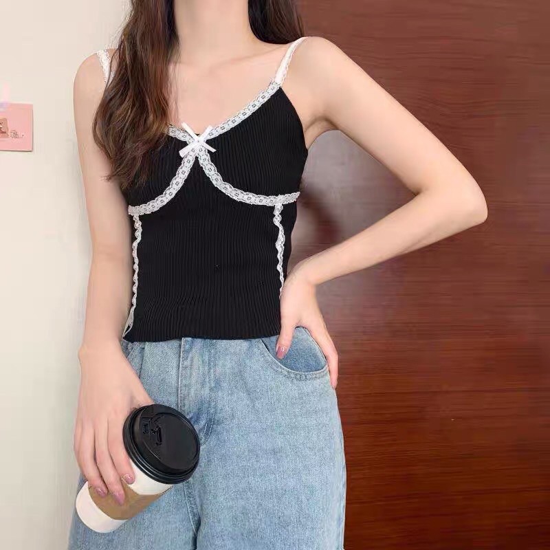 Áo hai dây viền ren siêu iu