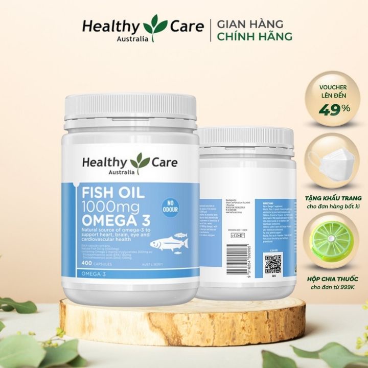 Combo Viên Uống Dầu Cá Omega 3 Healthy Care Fish Oil Phát Triển Thị Lực Trí Não Hệ Miễn Dịch