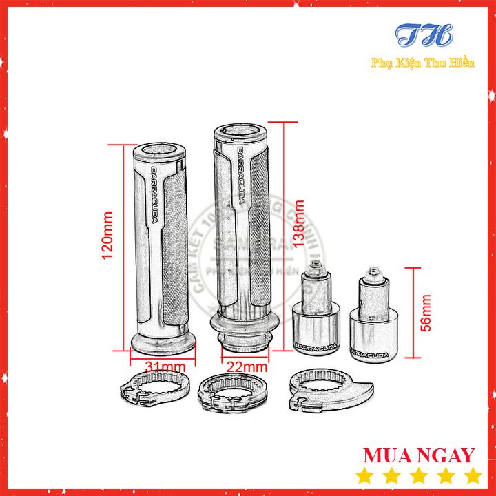 Bao tay Barracuda Gù + Bao tay + Ống Ga Cho Nhiều Dòng Xe