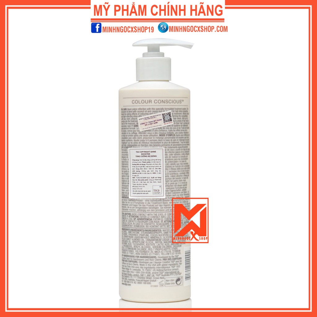 Tăng cường độ bóng cho tóc TIGI COPYRIGHT SHINE BOOSTER 90 - 450ml chính hãng