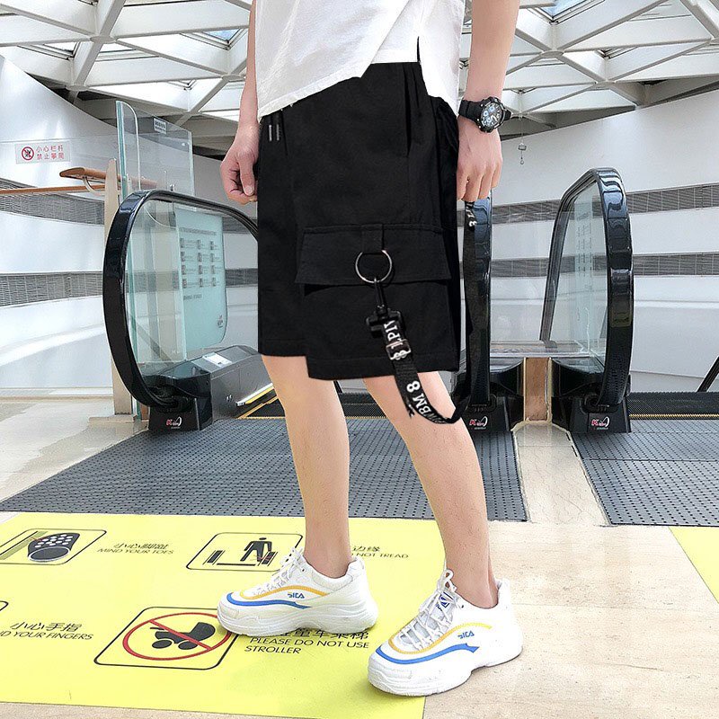 GIÁ SẬP SÀN  Quần Short Đùi Kaki Nam Nữ Phối Dây Xích Form Unisex Sooc lững Chất Mát Trẻ Trung có 3 size M L XL