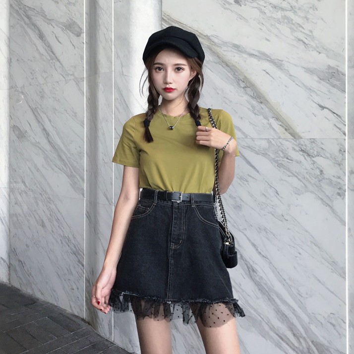 Chân váy jean chữ a mini Emilyshop