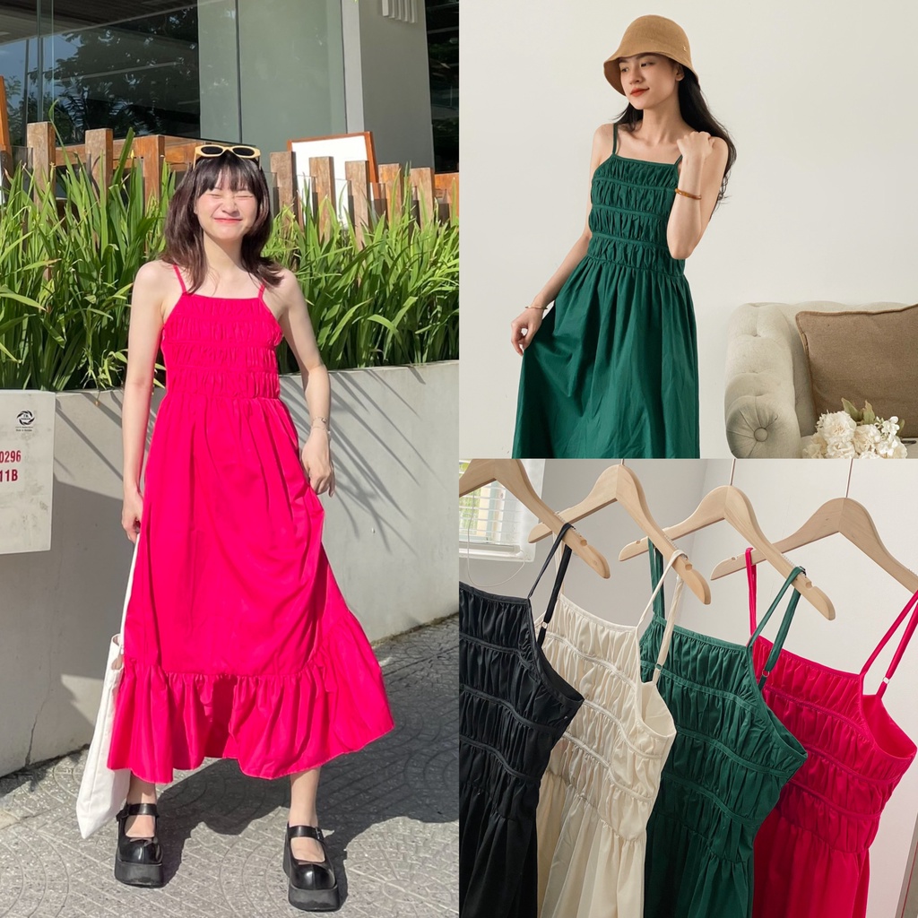 Đầm 2 dây maxi tầng xòe dáng babydoll_DA584