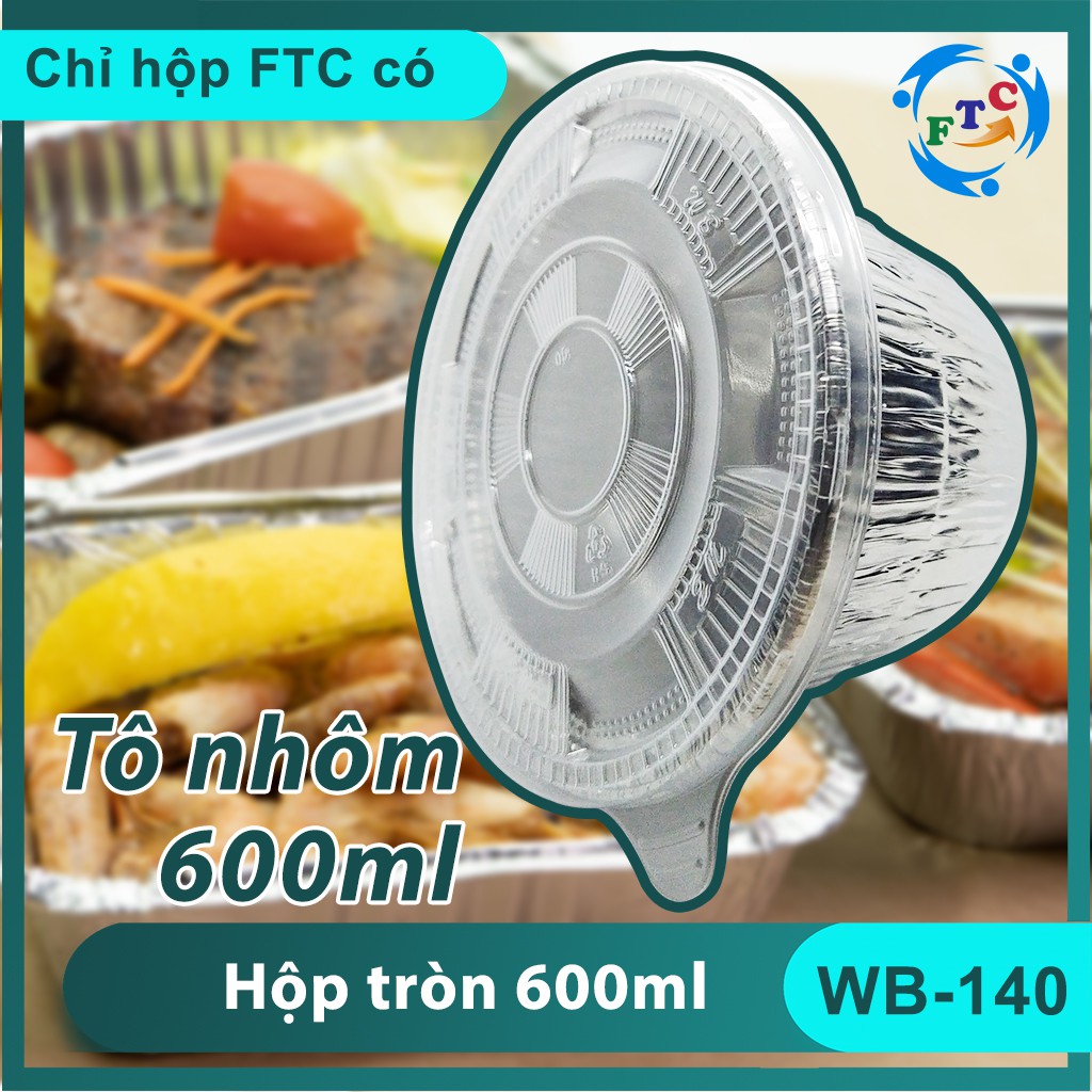 Khay nhôm Ftc bát nhôm 600ml có nắp dùng 1 lần hàng đẹp MS140