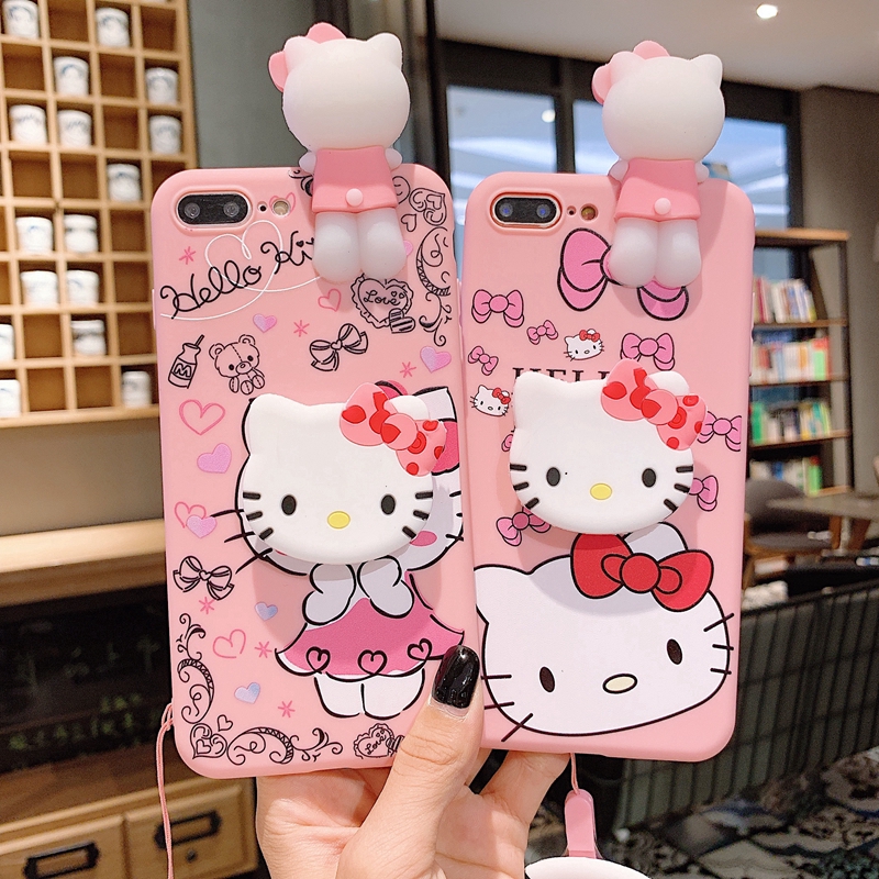 Ốp điện thoại hello kitty màu hồng thích hợp cho Iphone iPhone 6S 7 8 Plus X Xs Xr XS Max