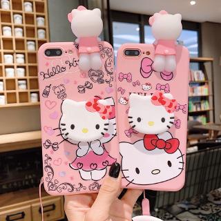 Ốp điện thoại hello kitty màu hồng thích hợp cho Iphone iPhone 6S 7 8 Plus X Xs Xr XS Max