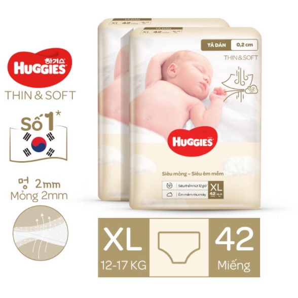 BỈM QUẦN/DÁN HUGGIES THIN &amp; SOFT L44/XL36/XXL28/L72/XL62/XXL46/M54/L46/XL42