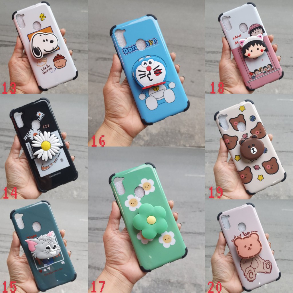 Ốp lưng Samsung A11 in hình phủ bóng chống sốc kèm popsocket kute