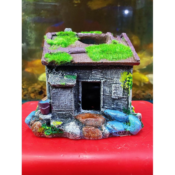 CẢNH NHÀ PHỦ RÊU TRANG TRÍ HỒ CÁ NON BỘ 14X10X12CM