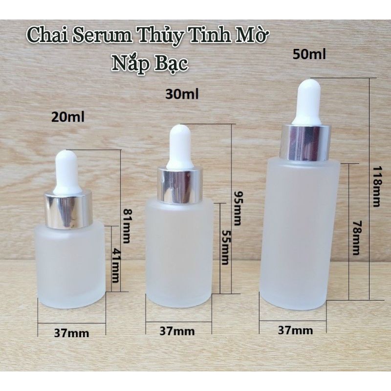 CHAI LỌ CHIẾT MỸ PHẨM  - Chai Chiết Serum Ngang Nắp Bạc 20ml, 30ml, 50ml