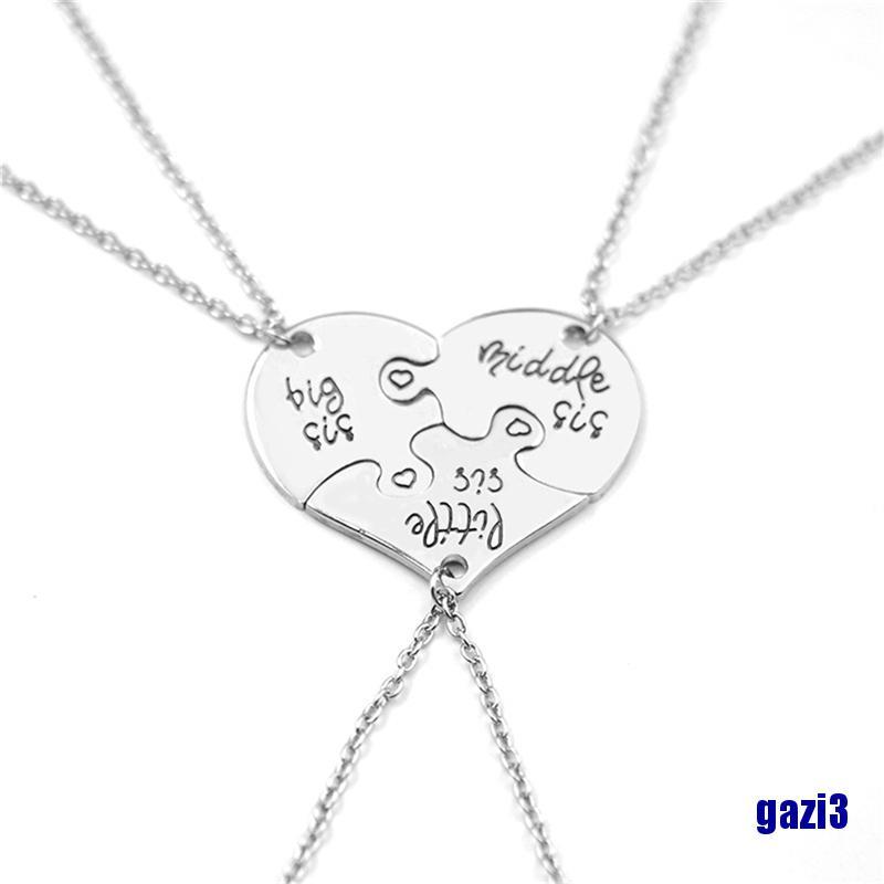 Dây chuyền mặt mảnh ghép hình trái tim khắc chữ cho chị em gái