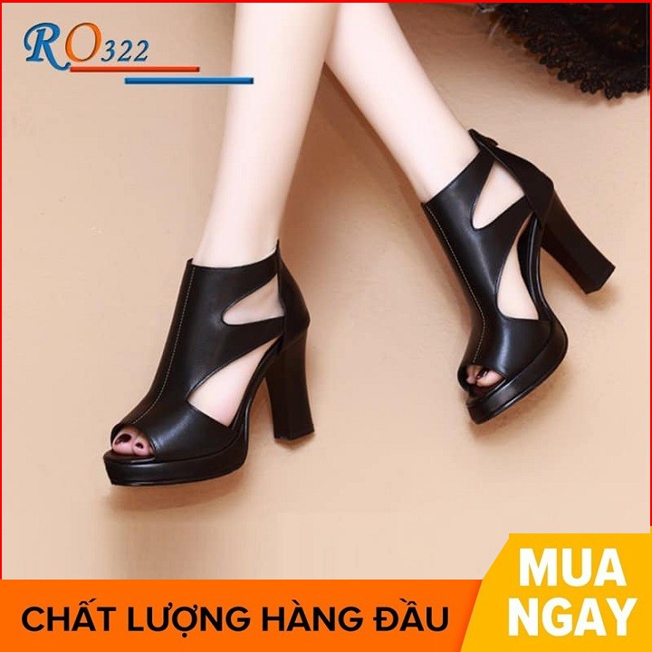 Giày cao gót nữ đẹp đế vuông 8 phân hàng hiệu rosata màu đen ro322