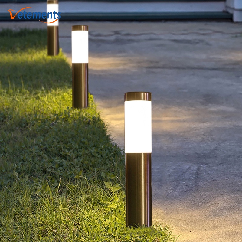 Đèn Trang Trí Sân Vườn Tiết Kiệm Năng Lượng Hình Trụ Bằng Thép Không Gỉ