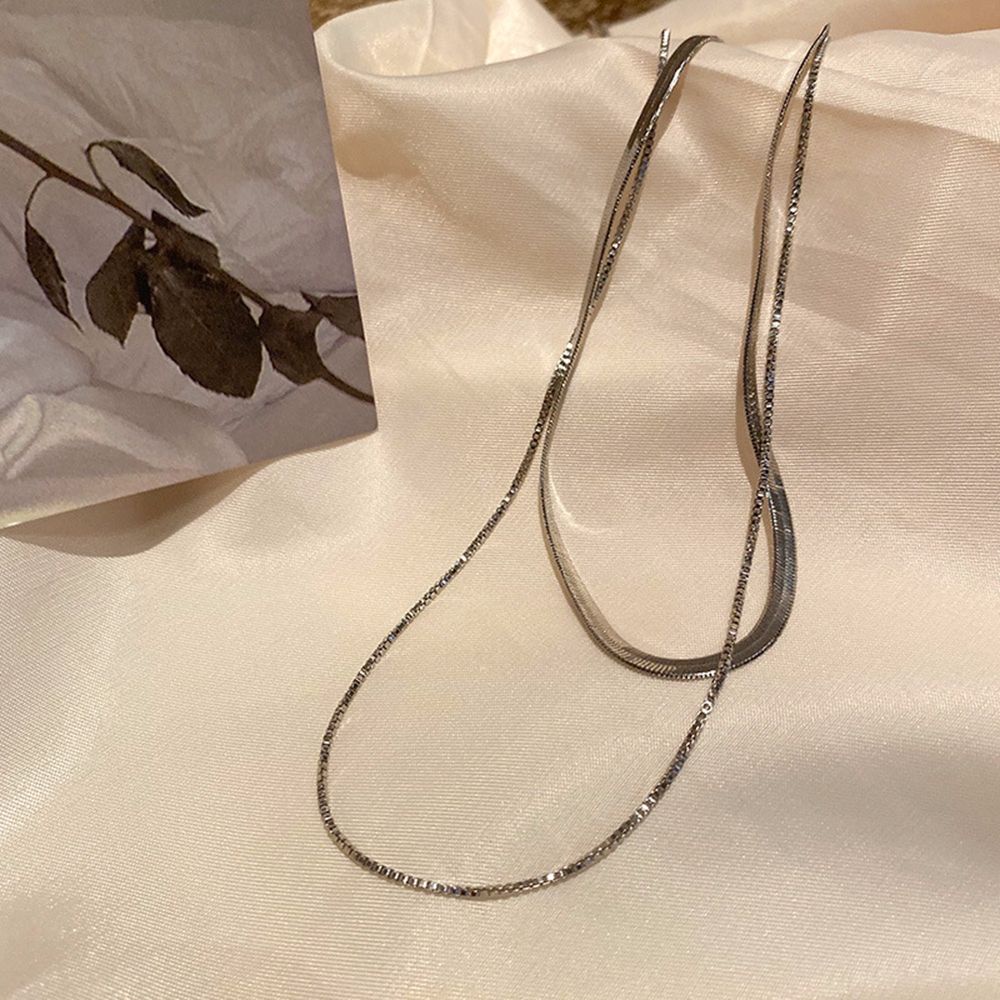 Vòng cổ hai lớp mặt hình xương rắn phong cách Hàn Quốc sang trọng dành cho nữ