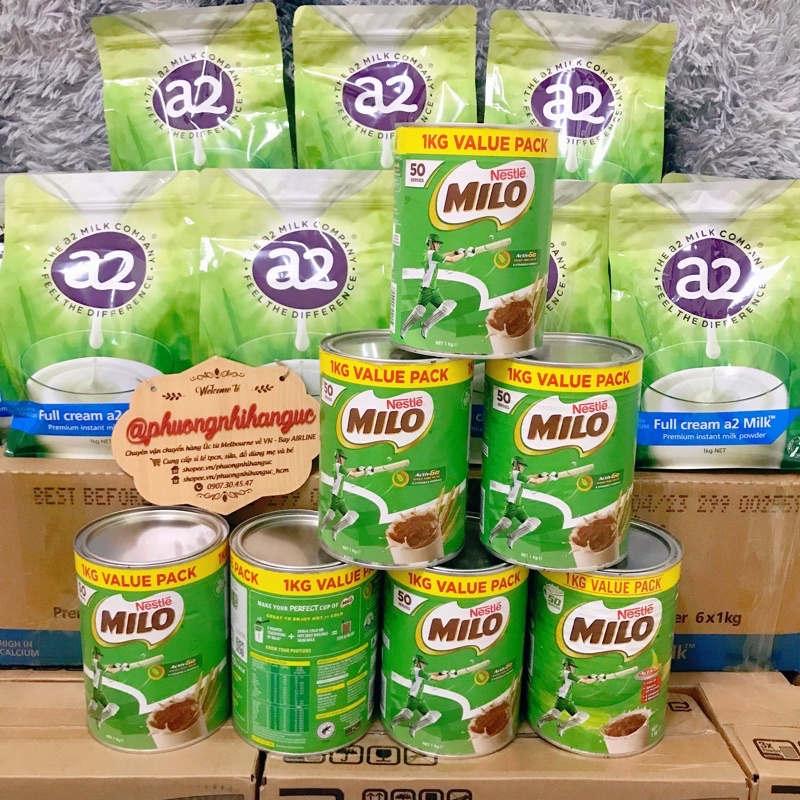 SỮA BỘT NGUYÊN KEM A2 MILK VÀ MILO 1kg - ÚC