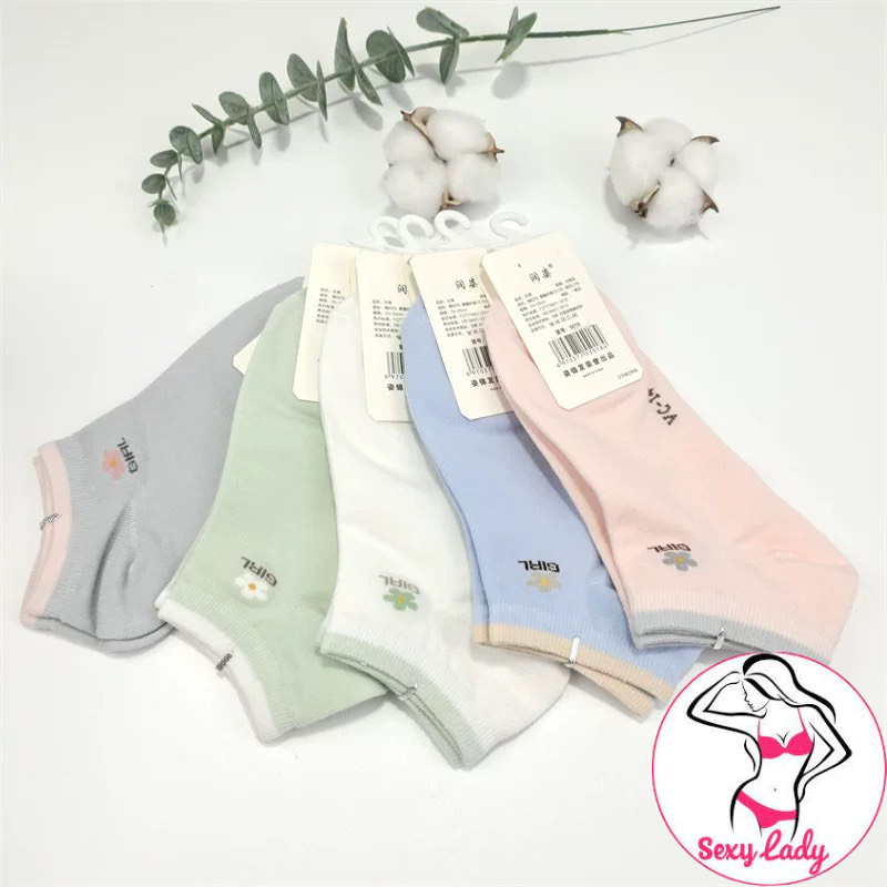 Vớ nữ cổ ngắn vintage chất liệu cotton đơn sắc T60