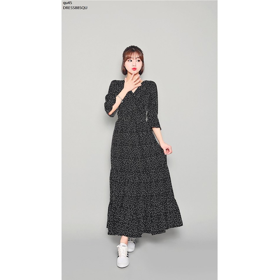 DRESS792 ĐẦM MAXI CHẤM BI TAY LỠ