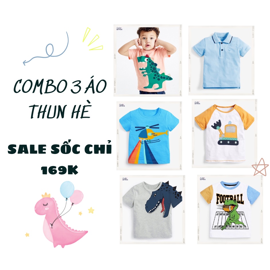 Combo 3 Áo Thun Hè Cho Bé Trai Sale Sốc (Giao Ngẫu Nhiên) - Jumping Beans Official Store