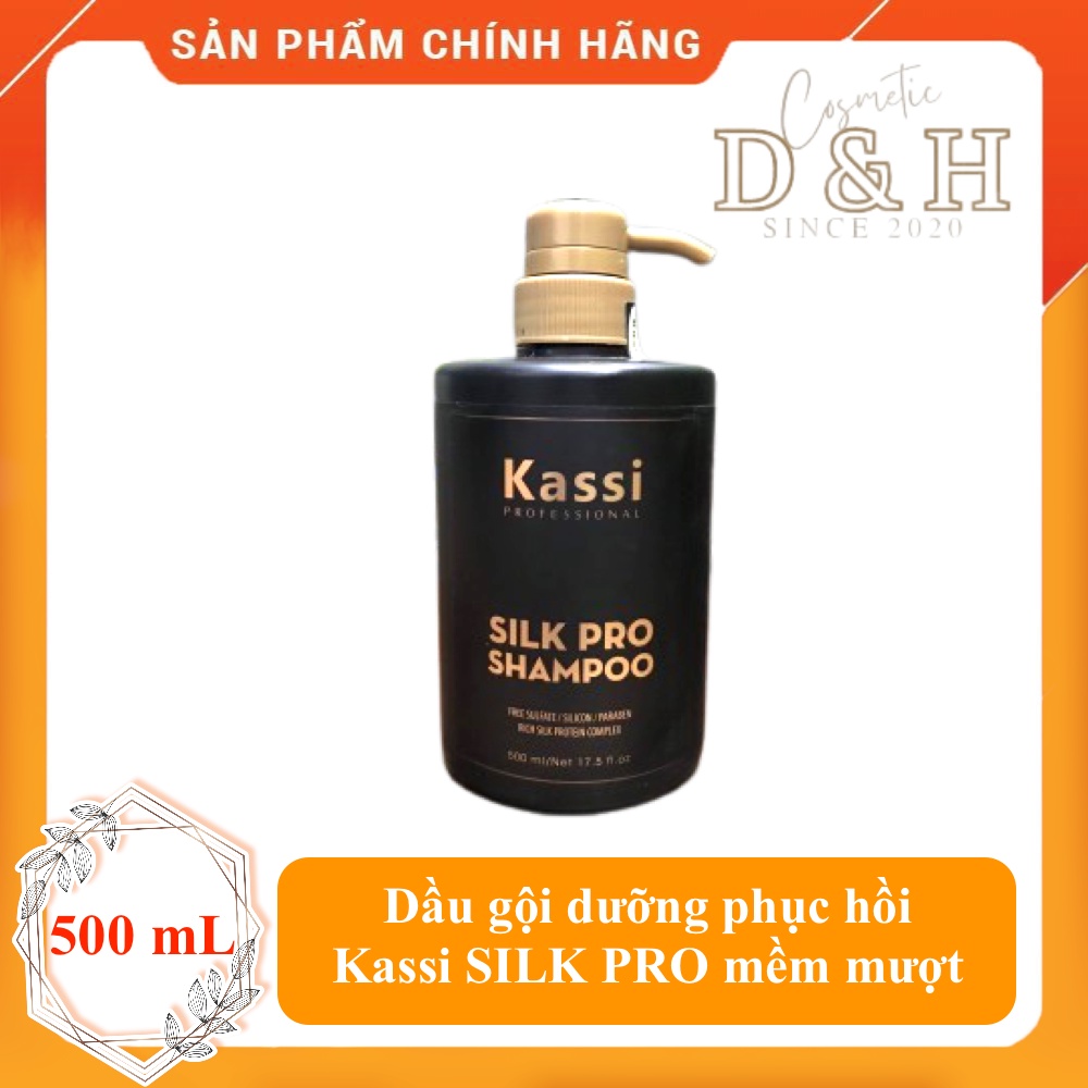Dầu gội dưỡng phục hồi Kassi SILK PRO 500ml siêu thơm mềm mượt phục hồi giữ màu tóc