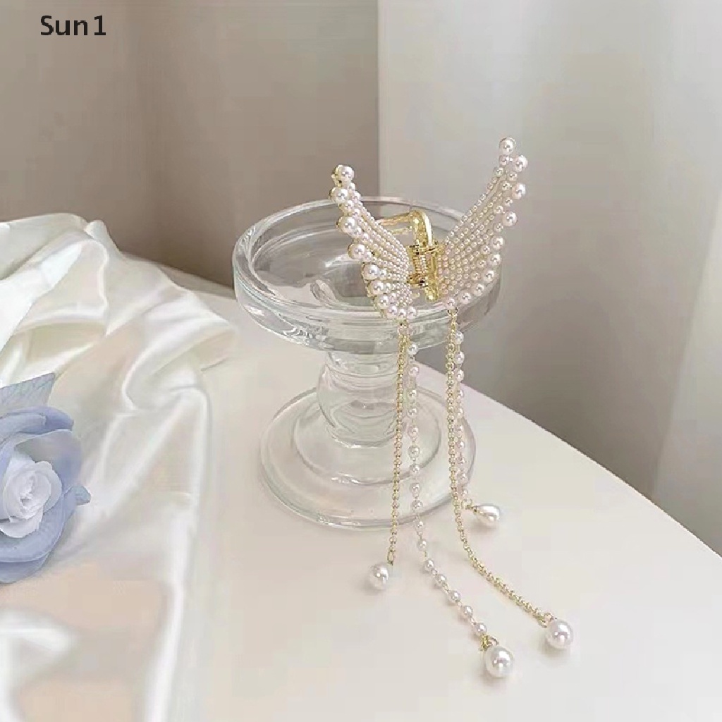 Sun1 &gt; Kẹp Tóc Càng Cua Đính Ngọc Trai Hình Bướm Cho Nữ