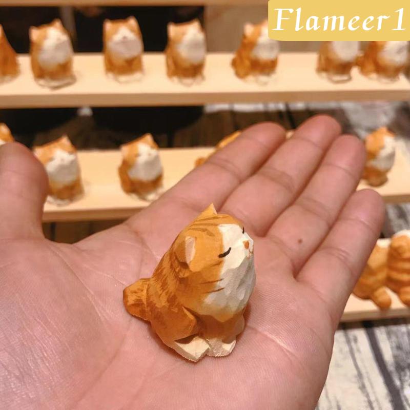 Mô Hình Chú Mèo Bằng Gỗ Màu Cam Dùng Trang Trí Nhà Cửa [Flameameer1]