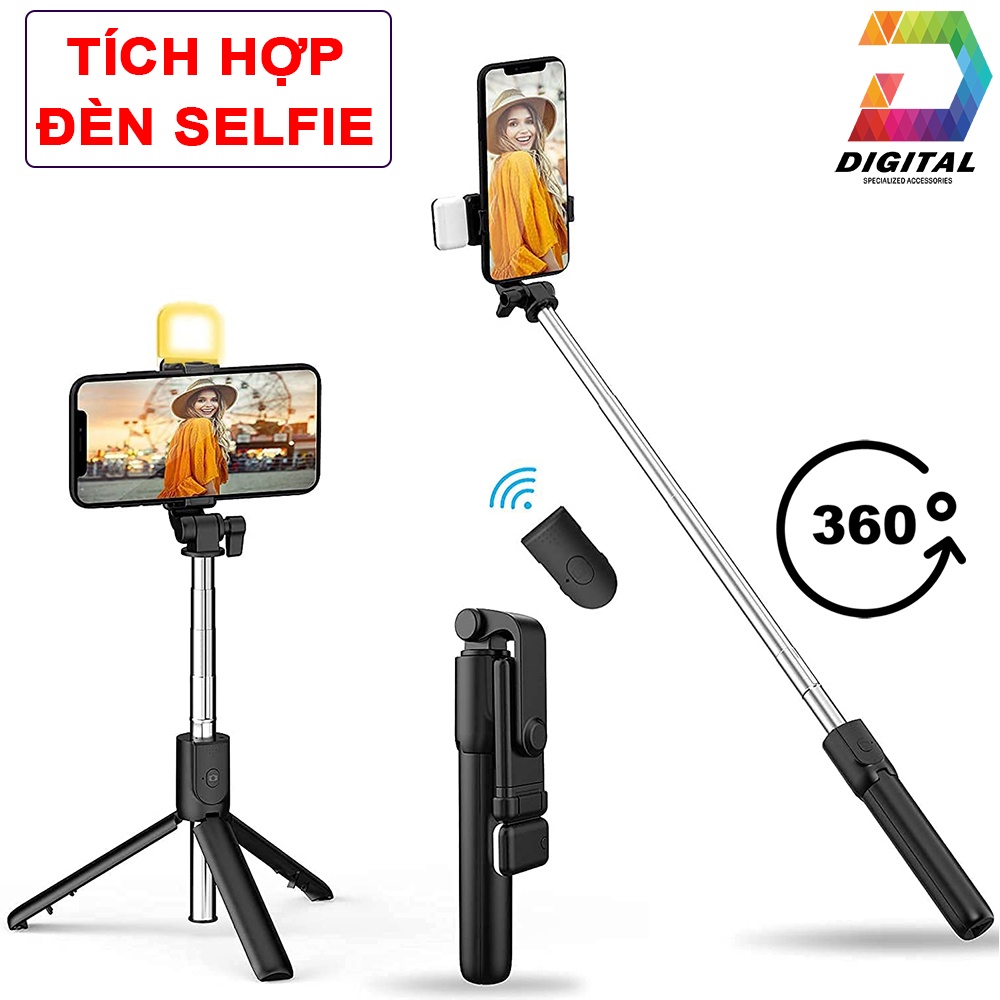 Gậy Tripod 3 Chân Selfie Stick R1S Tích Hợp Đèn Trợ Sáng Chụp Ảnh