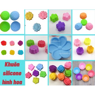 Khuôn silicon hình hoa các loại làm thạch/ flan/ muffin - Set 10c