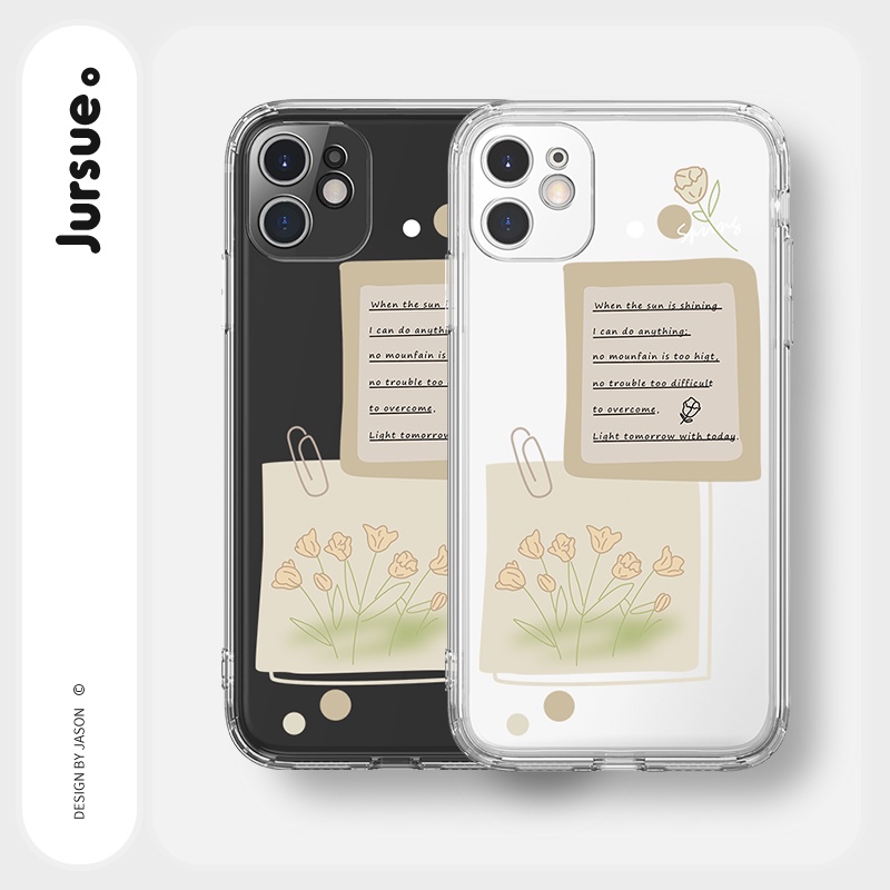 Ốp lưng JURSUE viền vuông hình dễ thương đẹp ngộ nghĩnh cho iPhone 13 12 11 Pro Max SE 2020 X XR XS ip 8 7 6 6S Plus Y31