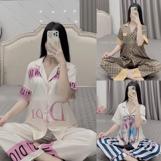 Pijama - Bộ Ngủ Lụa LATIN Nhà SAM Tay Ngắn, Quần Dài, Mẫu Hot, Form dưới 60 kí