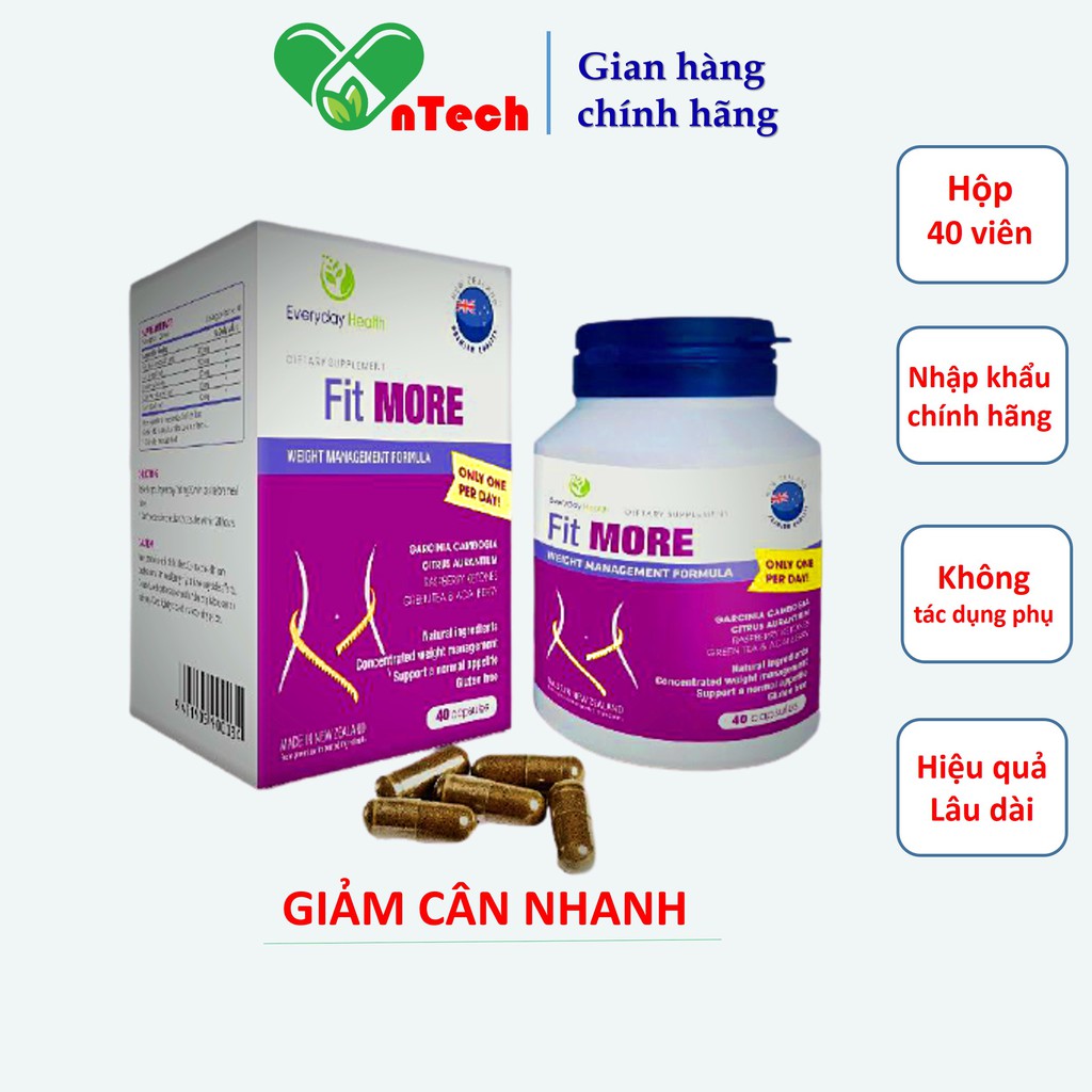 Viên uống giảm cân Everyday Health Fit MORE Hỗ trợ giảm cân nhanh hiệu quả không gây tác dụng phụ hộp 40 viên