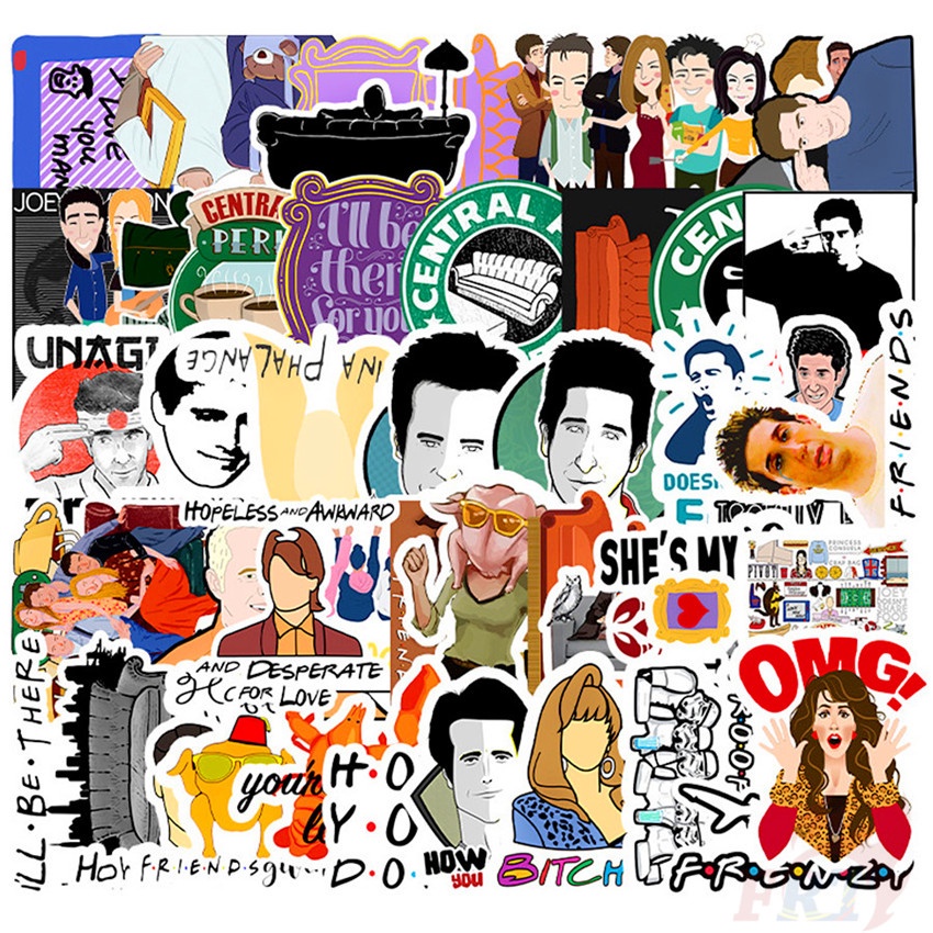 Set 52 miếng dán họa tiết Friends chương trình truyền hình Series 07 phong cách cổ điển làm thủ công