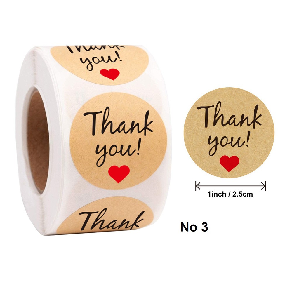[NHIỀU SIZE] Cuộn 500 sticker nhãn dán THANK YOU - CẢM ƠN màu trắng đơn giản