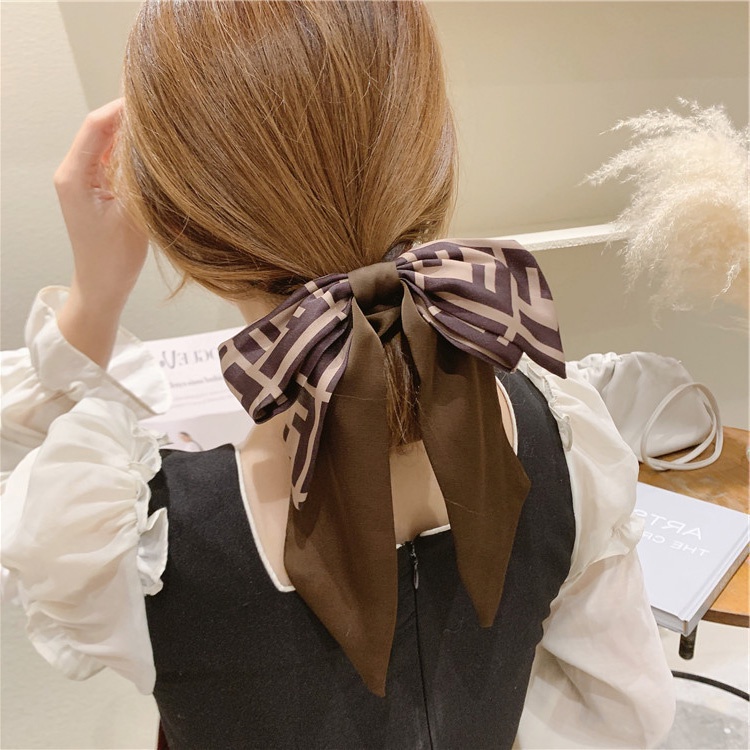 Dây buộc tóc hình nơ vải satin bản lớn phong cách Pháp thời trang cho nữ
