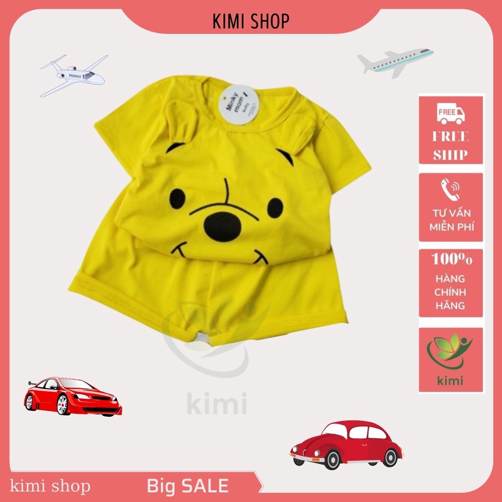 Bộ cộc tay thun lạnh in hình gấu Minky Mom siêu mềm mịn mát cho bé trai gái kimi MIN33