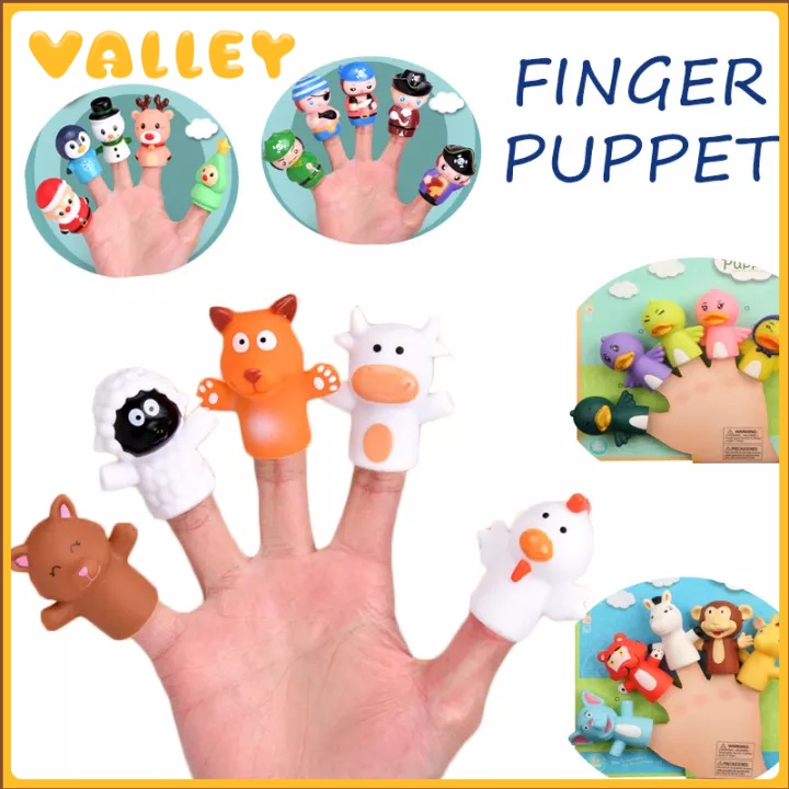Set 5 con rối đeo ngón tay ZHAN QI TOYS hình động vật hoạt hình dễ thương cho bé